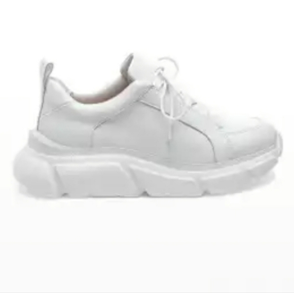 J/SLIDES Women's Knockout Sneakers White Leather Platform Chunky Y2K Size  9M - Picture 2 of 14